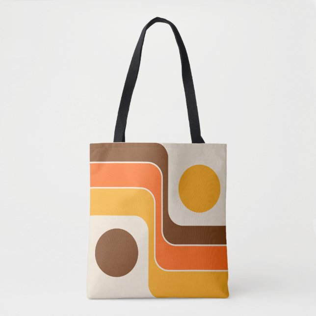 Mod 1970s Retro Style Geometric Design Tote Bag (Front)