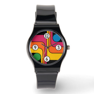 Mod 1970s Retro Style Geometric Design Watch