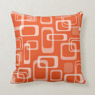 Mod 60s retro pattern decor orange throw pillow