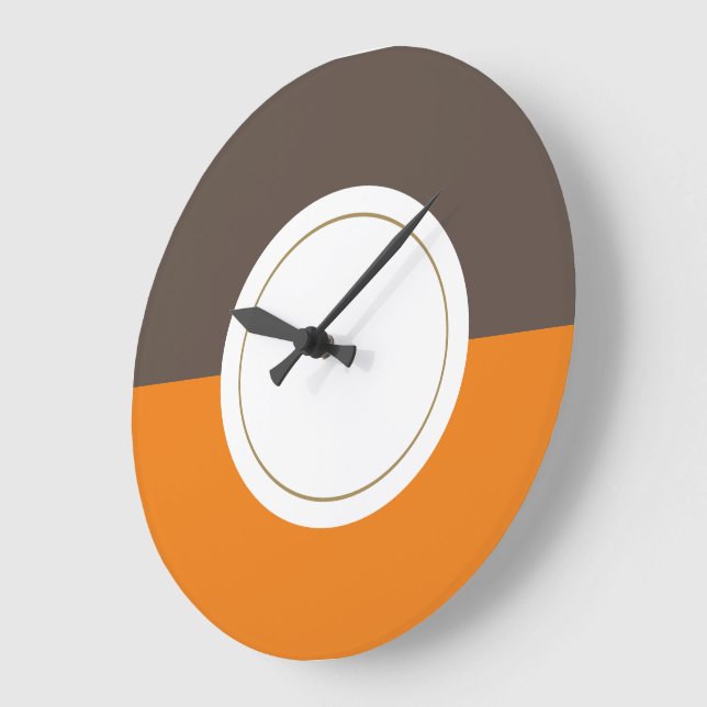 Mod 70s Brown Orange Rim Colour Block Centre Circl Large Clock (Angle)