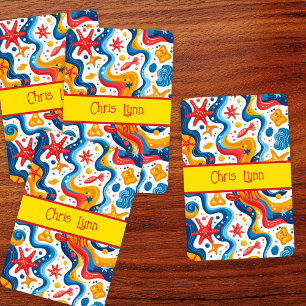 Mod Abstract Beach Theme with Starfish Playing Cards