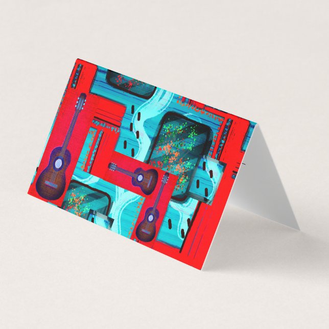 Mod Abstract Collage Guitar Lessons/Music Business Card (Front)