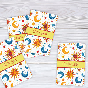 Mod Abstract Sun Moon and Stars Colourful  Playing Cards
