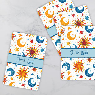 Mod Abstract Sun Moon and Stars Colourful Playing Cards