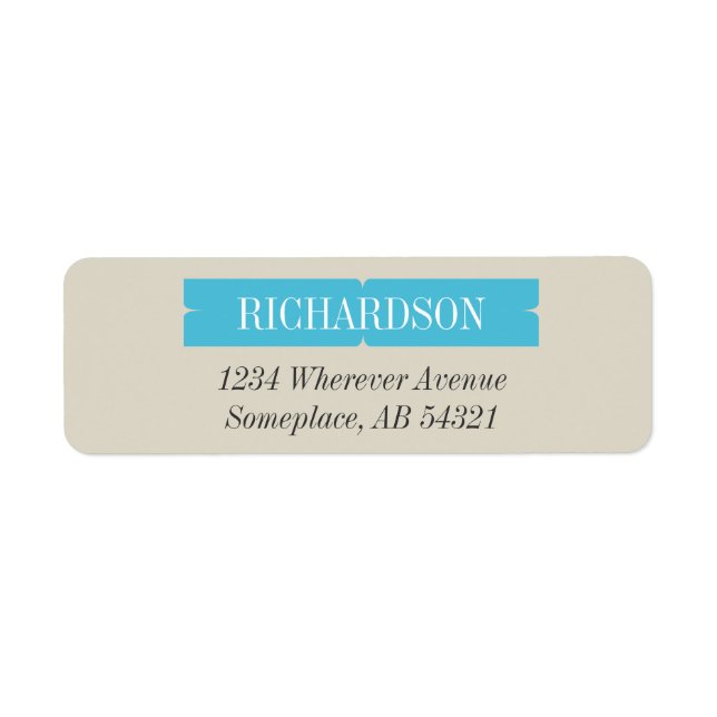 Mod Aqua Blue Curved Frame Bracket Address Label (Front)