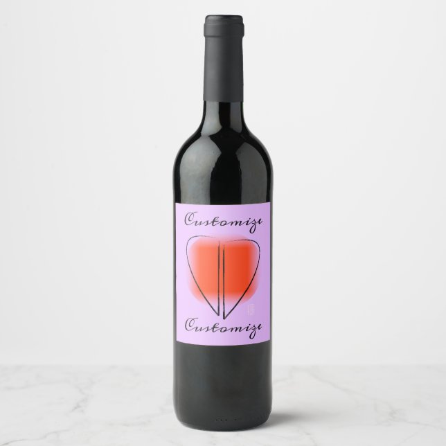 Mod Art Heart Custom Wine Label (Front)