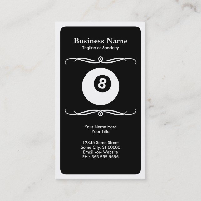 mod billiards business card (Front)