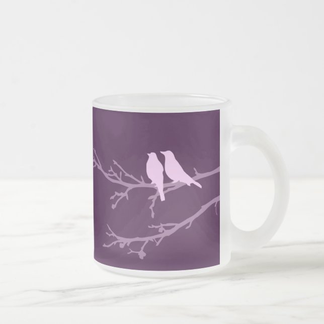 mod birds frosted glass coffee mug (Right)