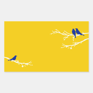 mod birds rectangular sticker