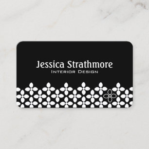 Mod Black and White Flowers Business Card