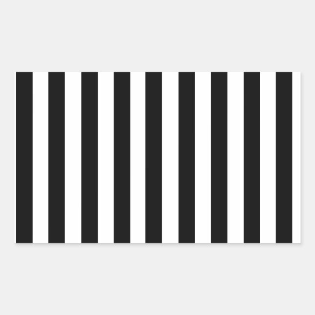 Mod Black and White Stripes Pattern Rectangular Sticker (Front)