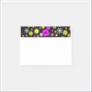 Mod Black Floral Post-it Notes