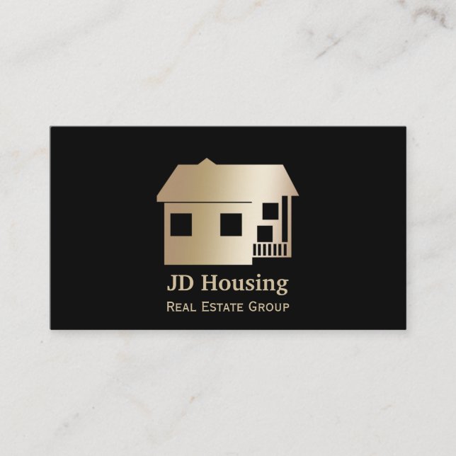 Mod black gold Classy Real estate  businesscards Business Card (Front)