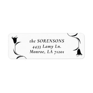MOD BLACK TULIP WEDDING Return Address Label