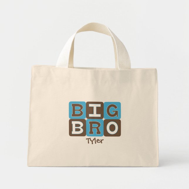 MOD Blocks Big Bro - Blue & Brown Personalised Mini Tote Bag (Front)