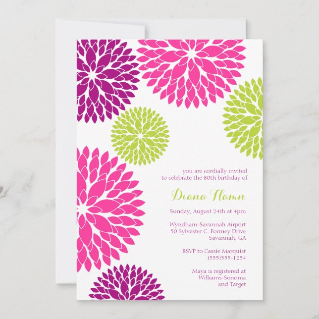 MOD BLOOMS - Wedding, Birthday or Any Occasion Invitation (Front)