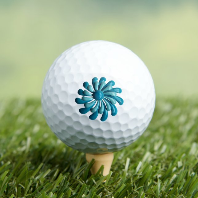 MOD Blue Daisy Flower or your Logo Feminine Floral Golf Balls (Insitu Tee)