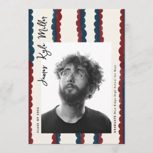 Mod Blue Deep Red Photo Class of 2026 Graduation Announcement