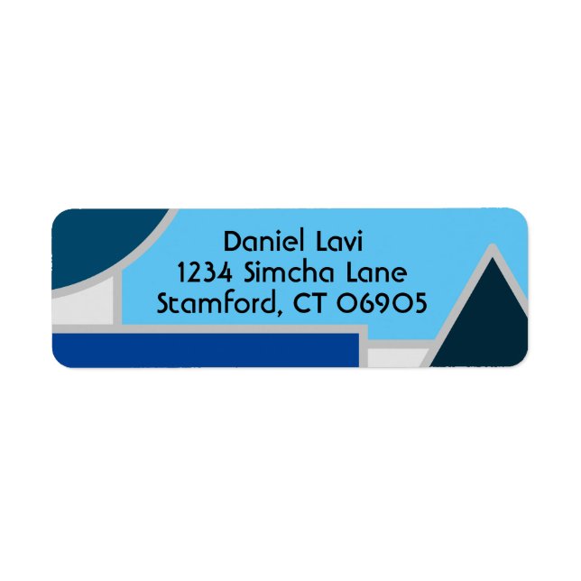 Mod Blue Shapes Return Address Label (Front)
