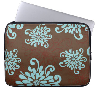 Mod Bold Turquoise Flowers Floral Laptop Sleeve