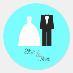 Mod Bride & Groom Seal Sticker