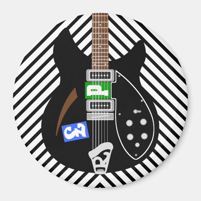 Mod Brit Pop Art guitar fridge Magnet (Front)