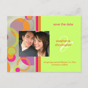 Mod bubbles, Save the Date Photo postcards, Announcement Postcard