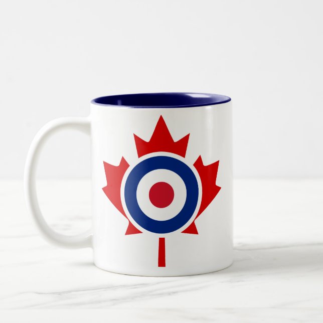 Mod Canada Curling Hockey Target Roundel Two-Tone Coffee Mug (Left)