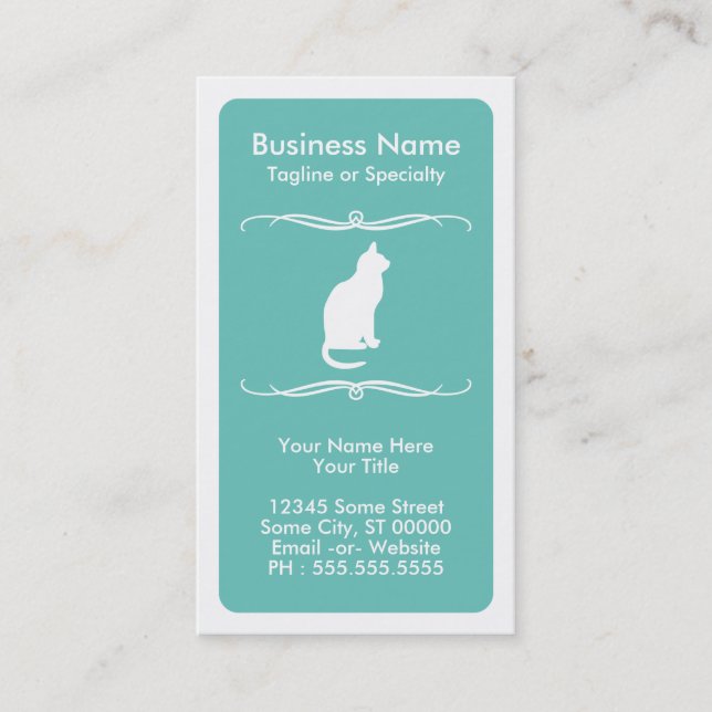 mod cat (colour customisable) business card (Front)