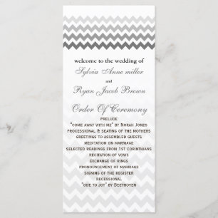 Mod chevron grey  Ombre Wedding program Programme