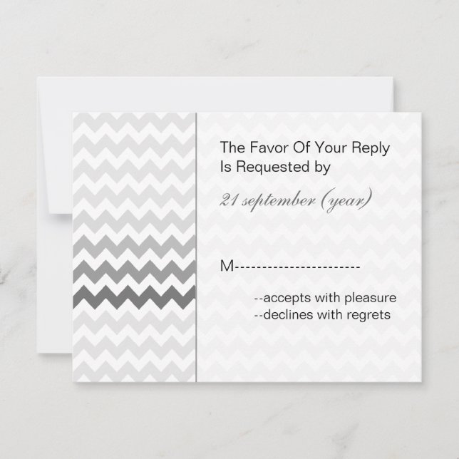 Mod chevron grey  Ombre wedding rsvp (Front)