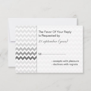 Mod chevron grey Ombre wedding rsvp 3.5 x 5