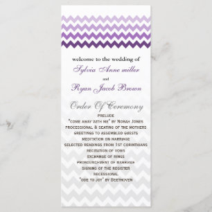 Mod chevron purple Ombre Wedding program Programme