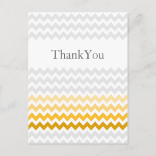 Mod chevron yellow and grey  Ombre Thank You Postcard