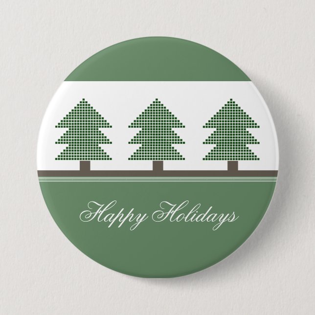 Mod Christmas Trees Holiday Button (Front)