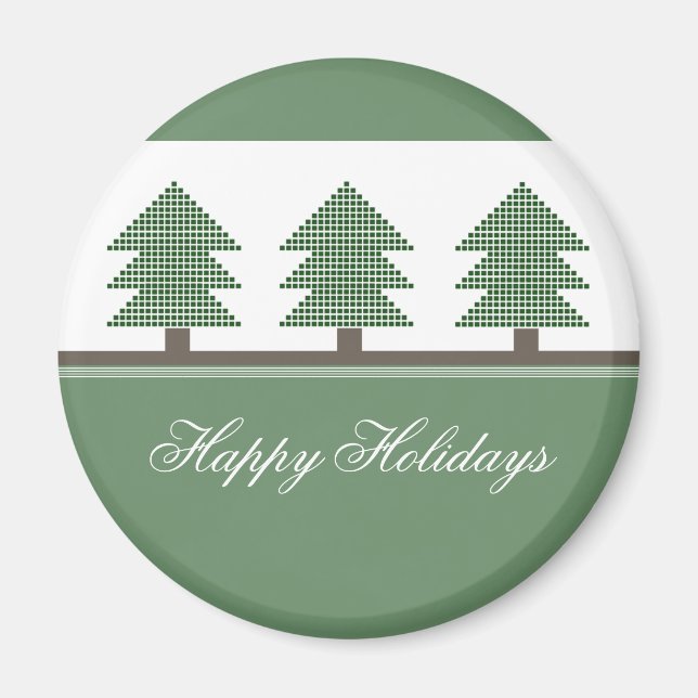 Mod Christmas Trees Holiday Magnet (Front)