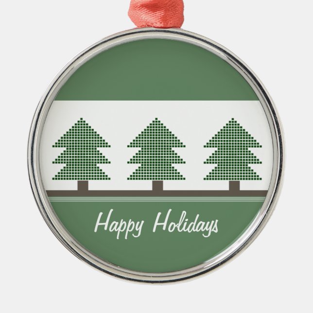 Mod Christmas Trees Premium Round Ornament (Front)