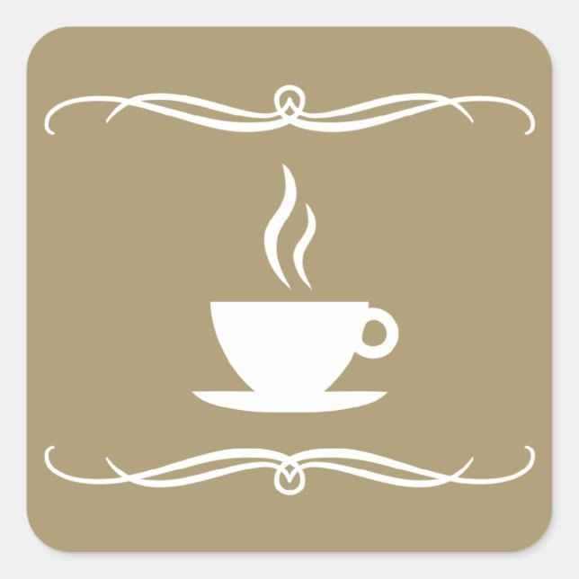 mod coffee square sticker (Front)