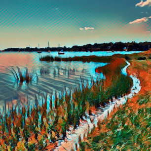 Mod Colours Cape Cod Bay Ocean Pathway Canvas Print