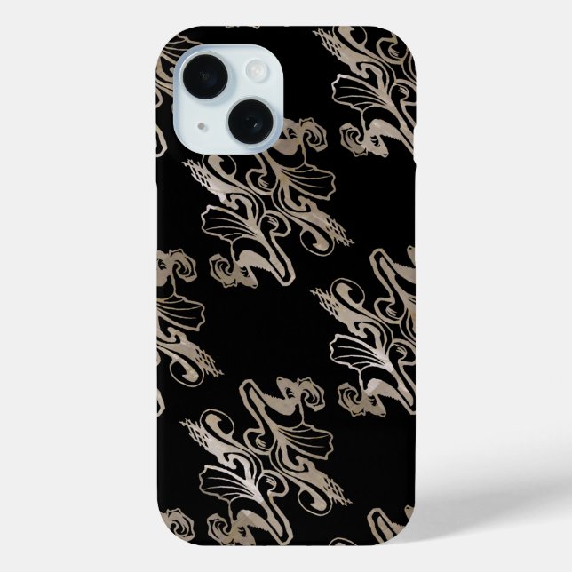 Mod damask texture (silver and black) Case-Mate iPhone case (Back)