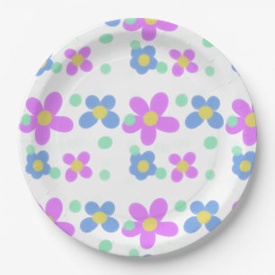 Mod Dots Floral Print  Paper Plate
