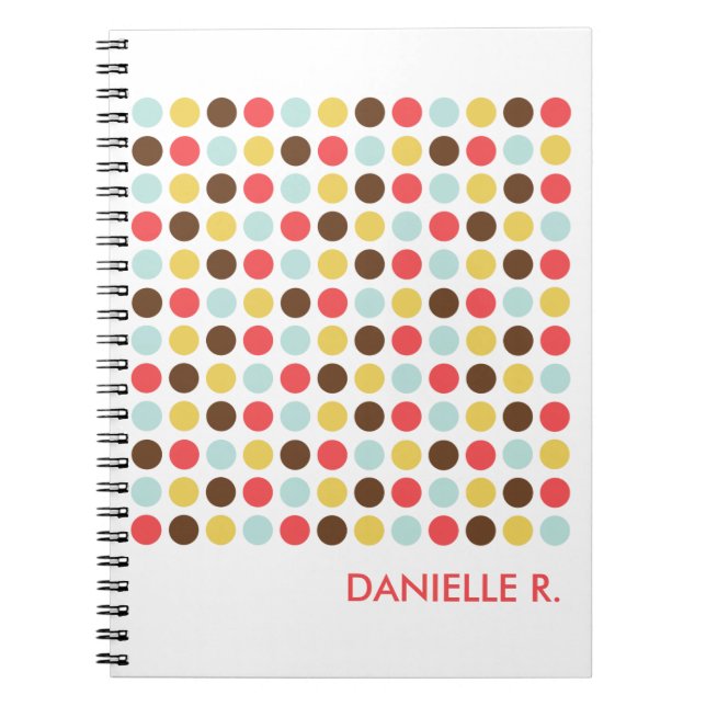 Mod dots pattern orange white personalised journal (Front)