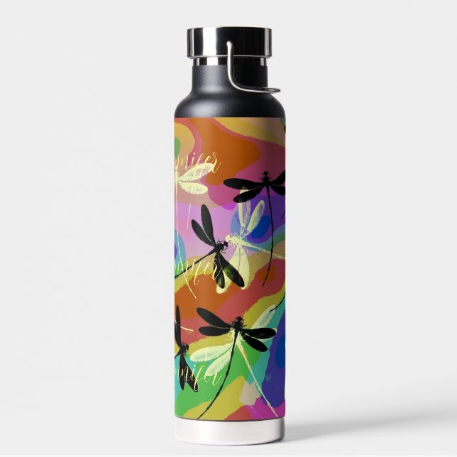 Mod dragonflies personalised  water bottle (Left)