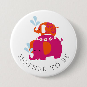 Mod Elephant Baby Shower Mother to Be 7.5 Cm Round Badge