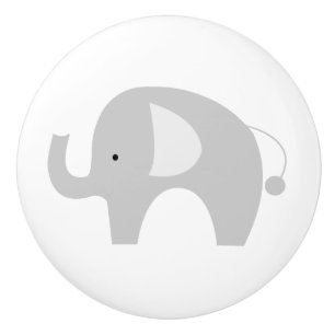 Mod Elephant Ceramic Knob - White