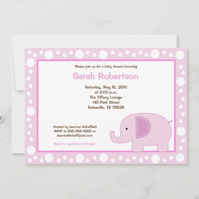 Mod Elephant Jungle Dot 5x7 Baby Shower Invitation (Front)