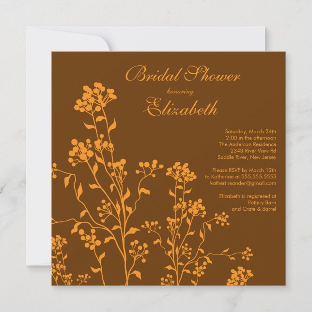 Mod Fall Floral Bridal Shower Invitation (Front)