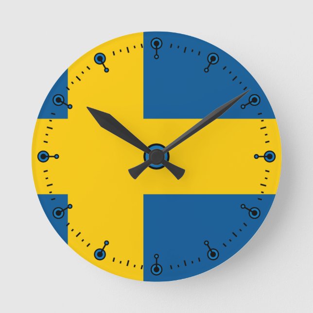 Mod Flag of Sweden Wall Clock (Front)