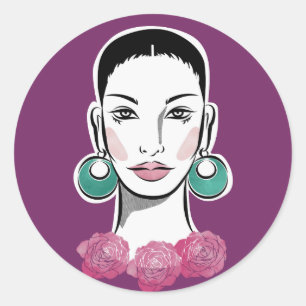 Mod Fleur 1960s Woman Classic Round Sticker