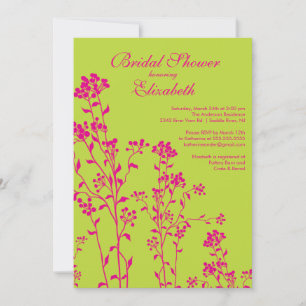 Mod Floral Bridal Shower Invitation Lime Fuchsia